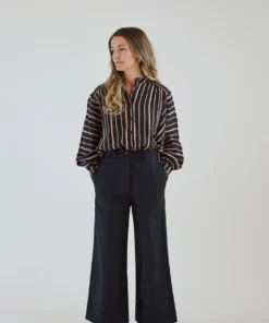 First Rite Cargo Trouser Black Herringbone Pants