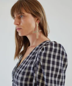 Annie Costello Brown La Cruz Earrings Silver Jewelry