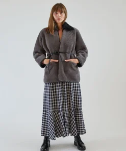 Rachel Comey Herald Coat Charcoal Shearling Outerwear