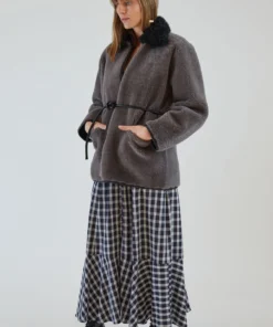 Rachel Comey Herald Coat Charcoal Shearling Outerwear