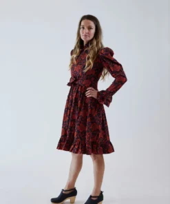 Batsheva Prairie Dress Red Grape Dresses