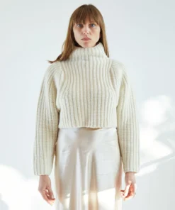 Shaina Mote Sweaters Crop Turtleneck Crema