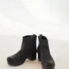 No.6 Shoes 5" Leather Clog Buckle Boot On Mid Tread Black