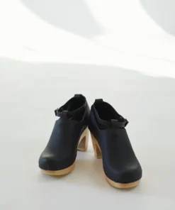 No.6 Classic Strap Clog On High Heel Black