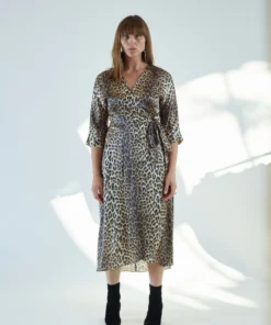 No.6 Dresses Georgia Wrap Dress Leopard Charmeuse