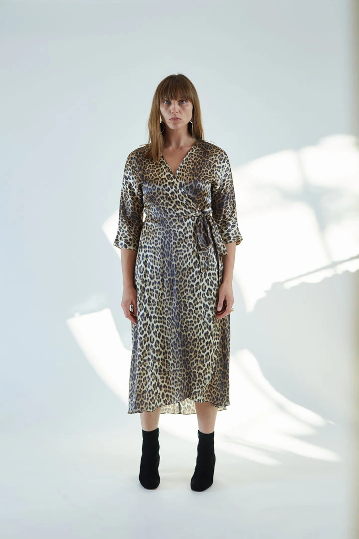 No.6 Dresses Georgia Wrap Dress Leopard Charmeuse 3 No.6 Dresses Georgia Wrap Dress Leopard Charmeuse