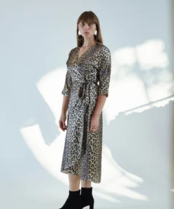No.6 Dresses Georgia Wrap Dress Leopard Charmeuse