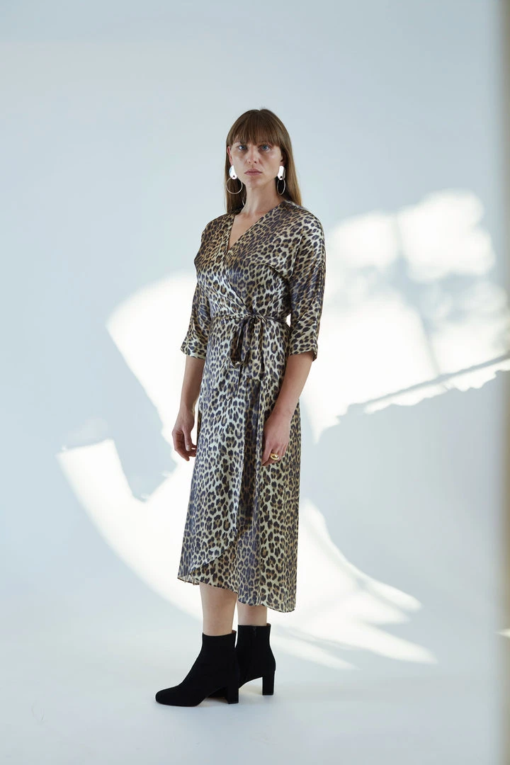 No.6 Dresses Georgia Wrap Dress Leopard Charmeuse 4 No.6 Dresses Georgia Wrap Dress Leopard Charmeuse