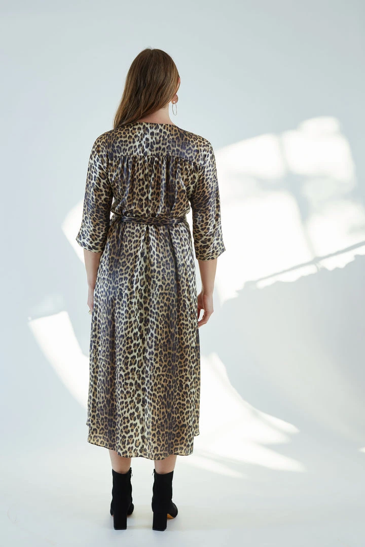 No.6 Dresses Georgia Wrap Dress Leopard Charmeuse 6 No.6 Dresses Georgia Wrap Dress Leopard Charmeuse