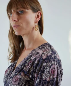 Annie Costello Brown Sidewalk Earrings Gold