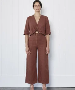 First Rite Tie Blouse Clay Shirts And Blouses