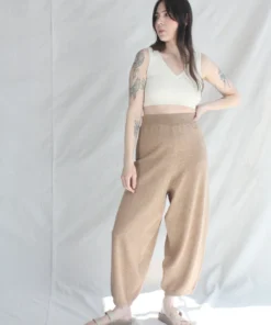 Cordera Soft Cotton Knit Pants Nougat New Arrivals