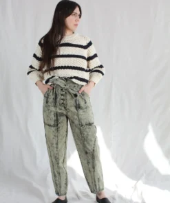 Apiece Apart Merel Funnel Neck Cream Navy Stripe