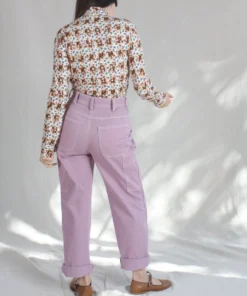 No.6 Shirts And Blouses Scout Turtleneck White And Tan Trellis