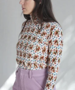 No.6 Shirts And Blouses Scout Turtleneck White And Tan Trellis