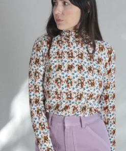 No.6 Shirts And Blouses Scout Turtleneck White And Tan Trellis