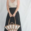 Hereu Encant Caged Leather And Canvas Tote Ivory Tan New Arrivals