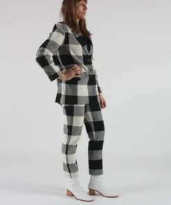 Mara Hoffman Tatum Jacket Black And Cream Plaid Jackets