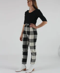 Mara Hoffman Dita Pant Black And Cream Plaid Pants