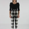 Mara Hoffman Dita Pant Black And Cream Plaid Pants