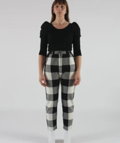 Mara Hoffman Dita Pant Black And Cream Plaid Pants