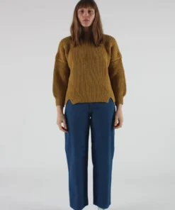 Micaela Greg Notched Hem Sweater Ochre Sweaters