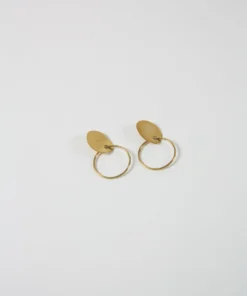 Modern Weaving Jewelry Stone Hoops High Polish Brass
