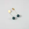 Modern Weaving Jewelry Stone Drop Sphere Earrings Azurite Malachite