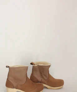 No.6 5" Pull On Shearling Clog Boot On Mid Heel Honey Aviator Shoes