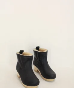 No.6 5'' Pull On Shearling Clog Boot Mid Heel Ink Aviator