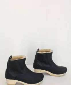 No.6 5'' Pull On Shearling Clog Boot Mid Heel Ink Aviator