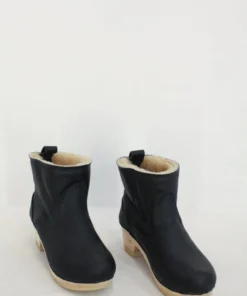 No.6 5'' Pull On Shearling Clog Boot Mid Heel Ink Aviator