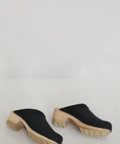 No.6 Dakota Shearling Clog Mid Heel Ink Aviator