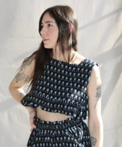 Anaak Ella Ruffle Top Black Lily Floral Tees And Tanks