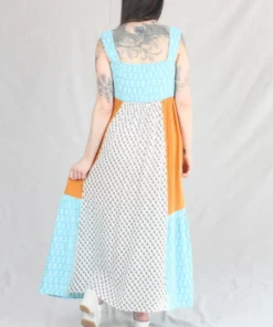 Anaak Priya Blockprint Maxi Dress Bluebell Lily Mix Patchwork New Arrivals