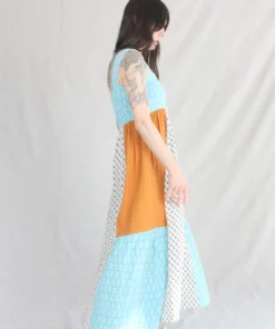 Anaak Priya Blockprint Maxi Dress Bluebell Lily Mix Patchwork New Arrivals