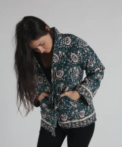 Natalie Martin Nina Jacket Vintage Flowers Turquoise Jackets