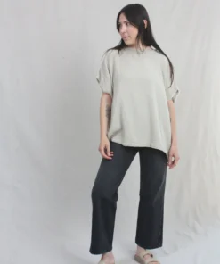 Black Crane Organic Gauze Top Stone