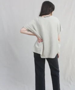 Black Crane Organic Gauze Top Stone