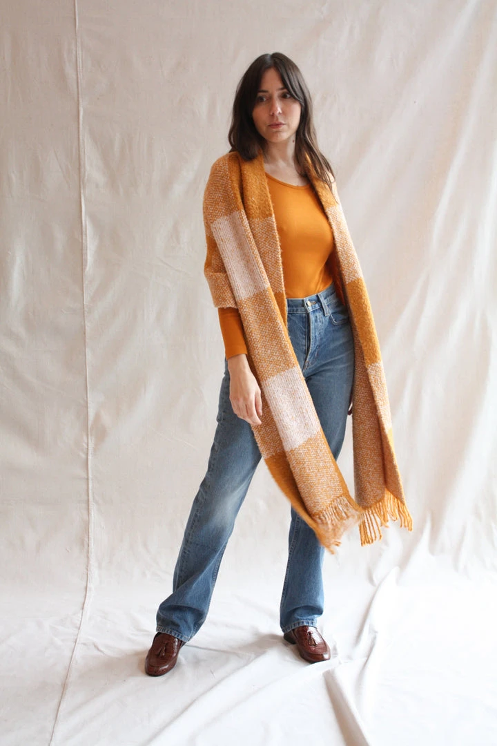 Misha & Puff Accessories Plaid Blanket Shawl Marigold 8 Misha & Puff Accessories Plaid Blanket Shawl Marigold