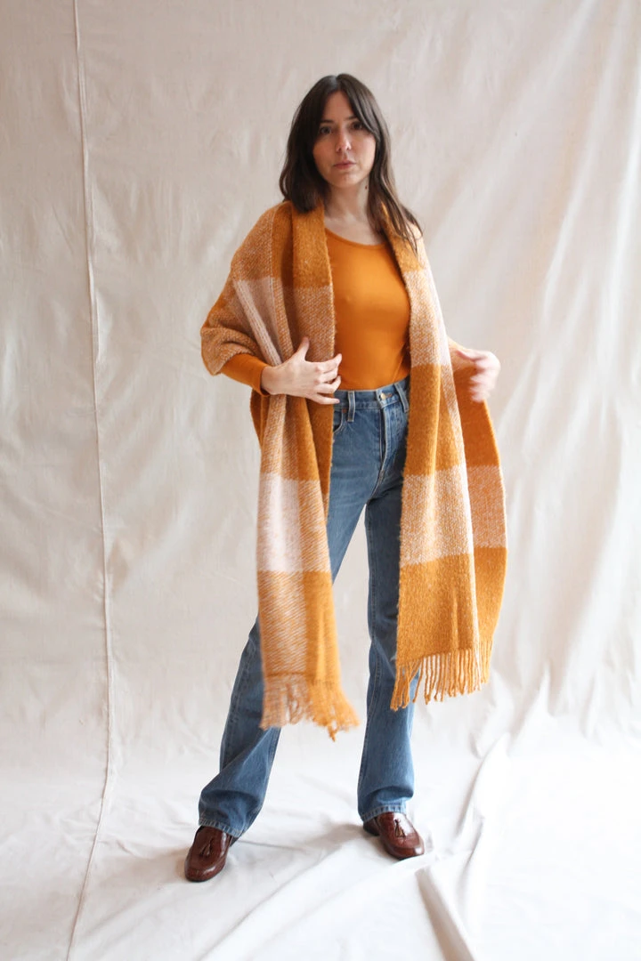 Misha & Puff Accessories Plaid Blanket Shawl Marigold 3 Misha & Puff Accessories Plaid Blanket Shawl Marigold