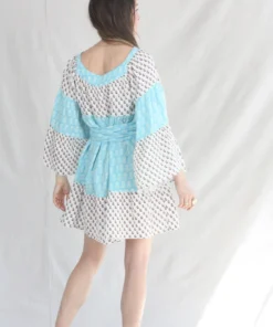 Anaak Talitha Blockprint Mini Dress Bluebell Lily Mix