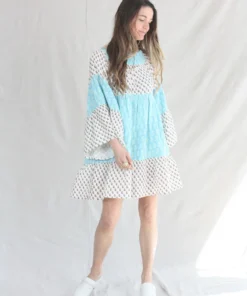 Anaak Talitha Blockprint Mini Dress Bluebell Lily Mix