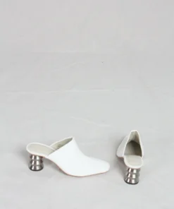 Nomia Flavia Mule White With ZZ Heel Shoes