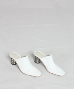 Nomia Flavia Mule White With ZZ Heel Shoes