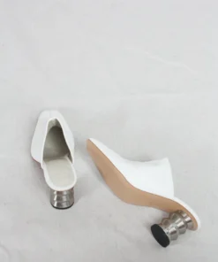 Nomia Flavia Mule White With ZZ Heel Shoes