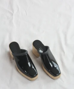 Rachel Comey Salta Clog Black Patent Croc Shoes