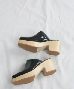 Rachel Comey Salta Clog Black Patent Croc Shoes