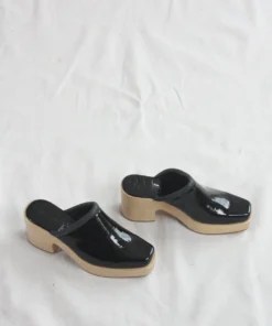 Rachel Comey Salta Clog Black Patent Croc Shoes