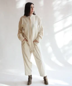 Black Crane Sale Carpenter Jumpsuit Cream